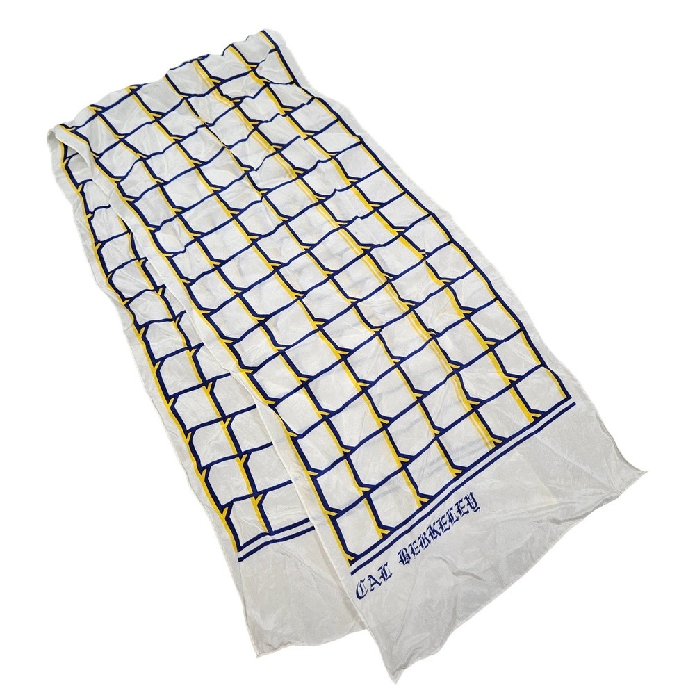 Cal Berkeley Scarf Vintage White Blue Gold Grid Collegiate Vintage Spirit Wear